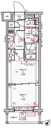 THE PREMIUM CUBE G 東中野 (ザ プレミアムキューブジー東中野)　409号室　間取り