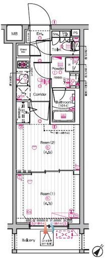 THE PREMIUM CUBE G 東中野 (ザ プレミアムキューブジー東中野)　411号室　間取り