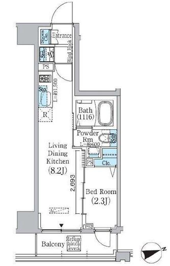 プライムブリス東中野駅前　302号室　間取り