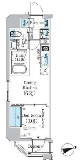 プライムブリス東中野駅前　704号室　間取り