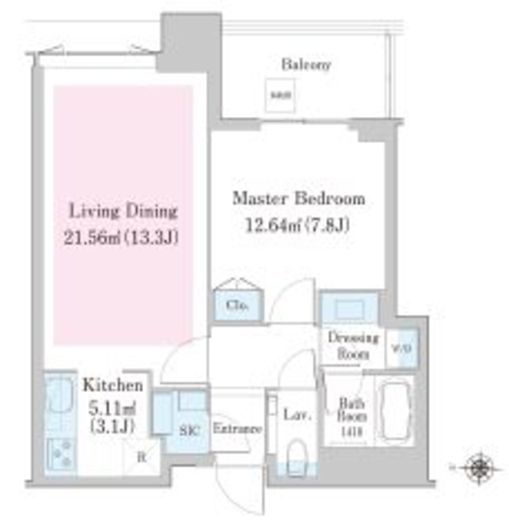 中野ステーションレジデンス　1404号室　間取り