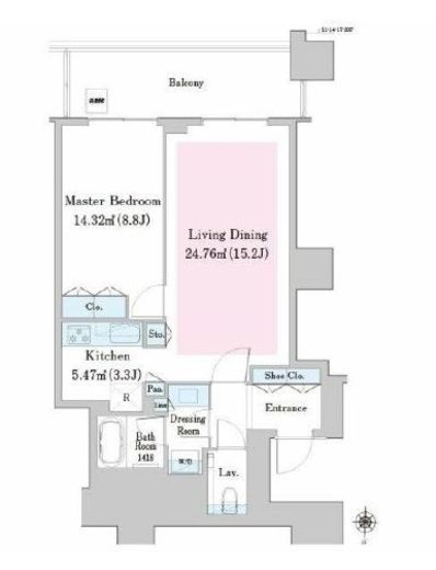 中野ステーションレジデンス　1407号室　間取り