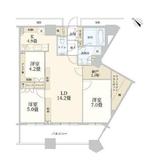 芝浦アイランド ケープタワー　44F7号室　間取り