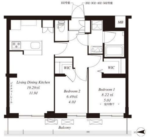 フレンシア下井草　302号室　間取り
