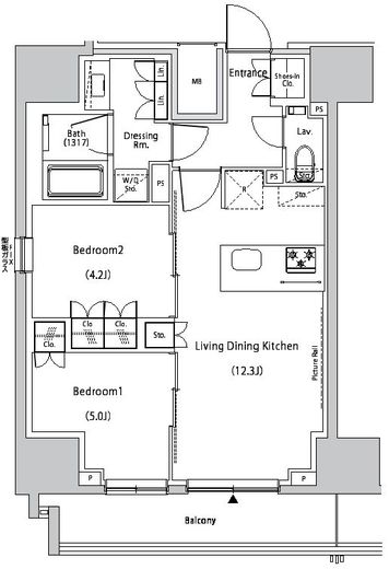 ザ・パークハビオ新中野　1301号室　間取り
