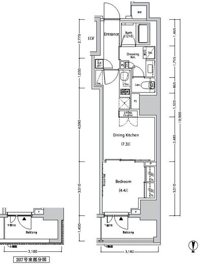 ザ・パークハビオ新中野　407号室　間取り