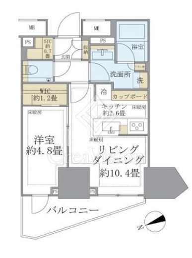 パークタワー東中野グランドエア　703号室　間取り