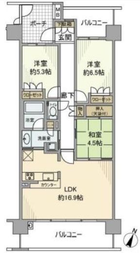 プラウドシティ大泉学園　6F1号室　間取り