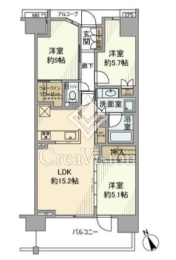 プラウドシティ方南町　106号室　間取り