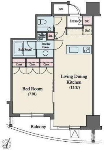 MFPR代々木タワー　1302号室　間取り