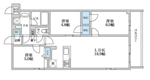 S-RESIDENCE富士見ヶ丘afford (エスレジデンス富士見ヶ丘アフォード)　102号室　間取り