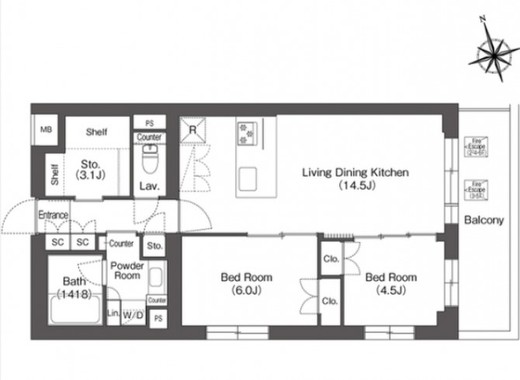 ルーウェ東大泉　412号室　間取り