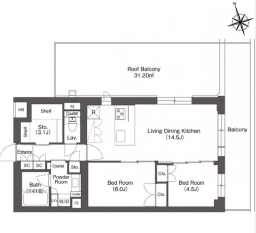 ルーウェ東大泉　415号室　間取り