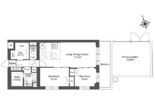 ルーウェ東大泉　108号室　間取り
