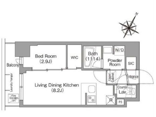 コンフォリア・リヴ新中野SOUTH　802号室　間取り