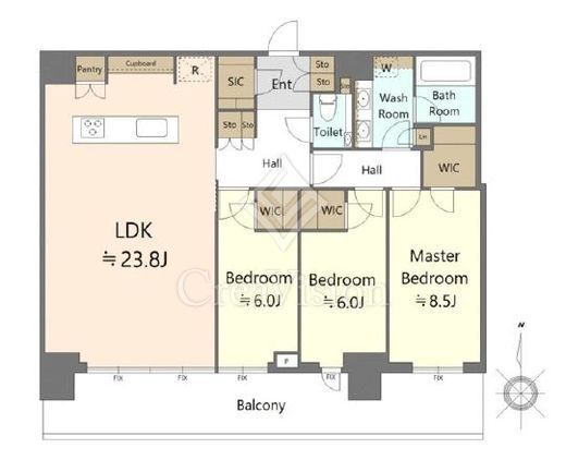 パークシティ中野ザタワーエアーズ　2410号室　間取り