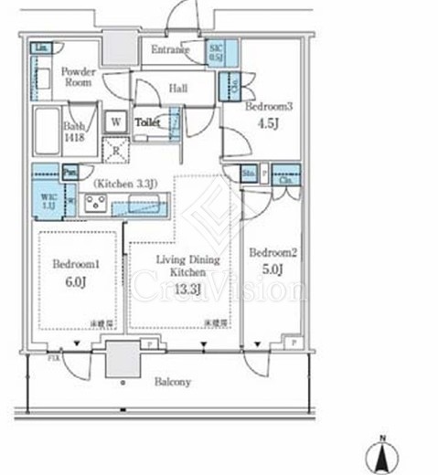 パークシティ中野ザタワーエアーズ　618号室　間取り