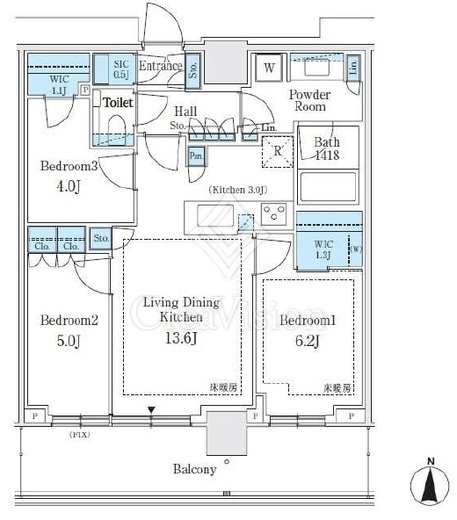 パークシティ中野　ザ　タワー　エアーズ　1416号室　間取り