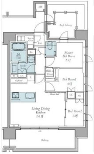 クレストコート東中野　1202号室　間取り