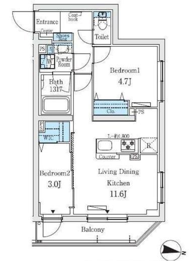 プライムブリス中野富士見町I　406号室　間取り