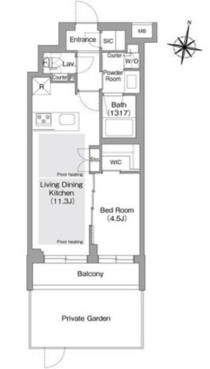 コンフォリア・リヴ東中野　102号室　間取り