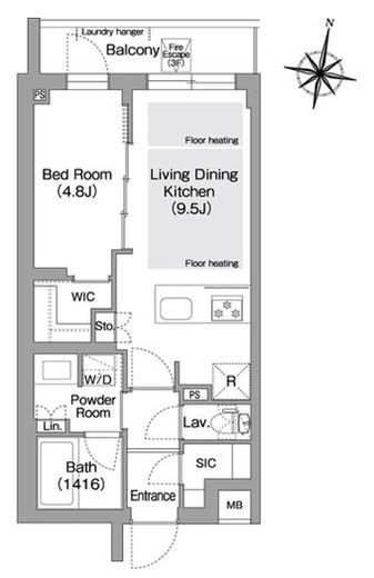 コンフォリア・リヴ東中野　104号室　間取り