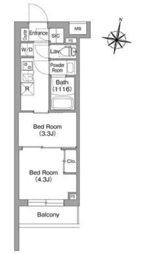 コンフォリア・リヴ東中野　202号室　間取り