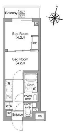 コンフォリア・リヴ東中野　209号室　間取り