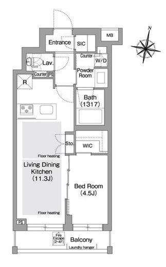 コンフォリア・リヴ東中野　404号室　間取り