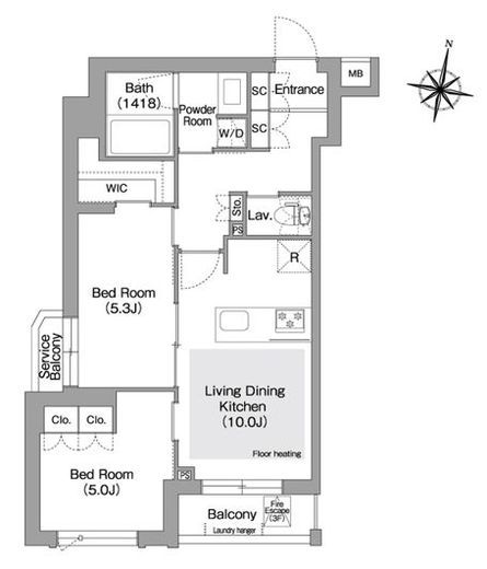 コンフォリア・リヴ東中野　405号室　間取り