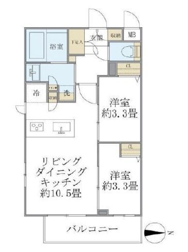 La Perla NAKANO (ラペルラ中野)　402号室　間取り