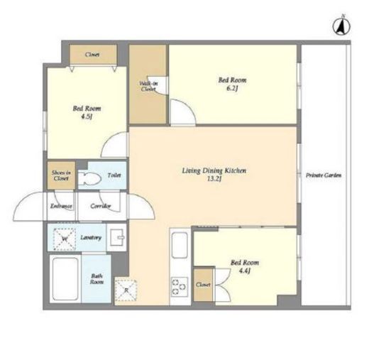 メゾンドオンディーヌ　106号室　間取り