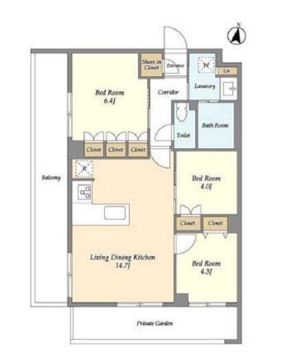 メゾンドオンディーヌ　110号室　間取り