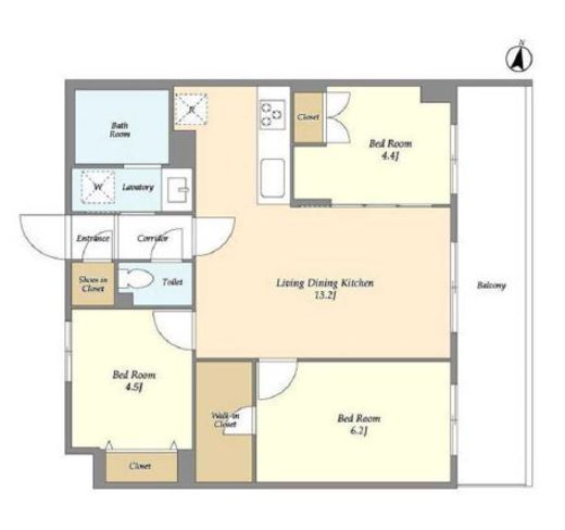メゾンドオンディーヌ　206号室　間取り