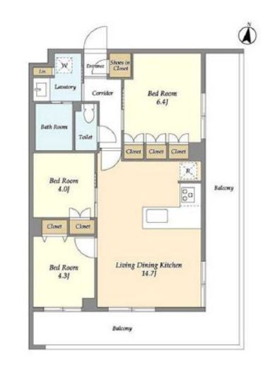 メゾンドオンディーヌ　308号室　間取り