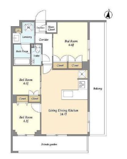 メゾンドオンディーヌ　107号室　間取り