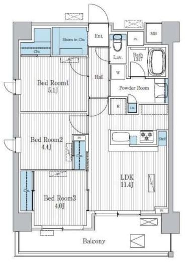Terra蚕糸の森　306号室　間取り