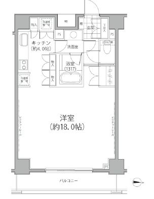 カッシア両国　1102号室　間取り