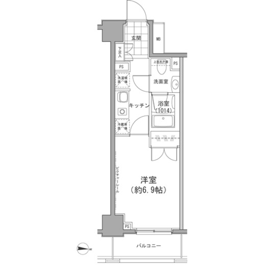 カッシア両国　802号室　間取り