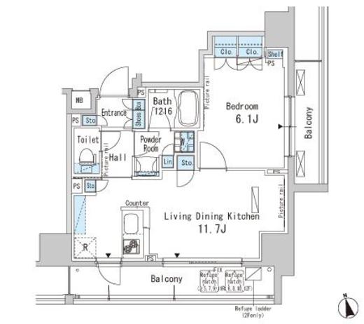 パークアクシス上野　802号室　間取り