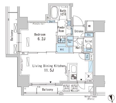 パークアクシス上野　803号室　間取り