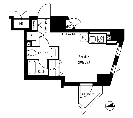 パークアクシス御徒町　1001号室　間取り