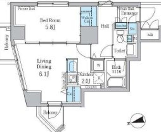 パークアクシス御徒町　304号室　間取り