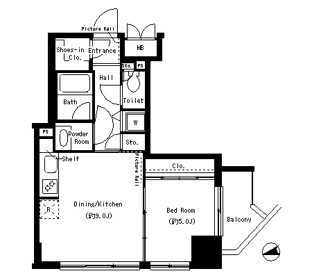 パークアクシス御徒町　402号室　間取り