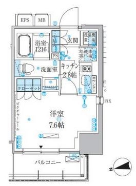 パークアクシス上野松が谷　1204号室　間取り