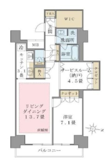 ブリリアイスト東雲キャナルコート　1026号室　間取り