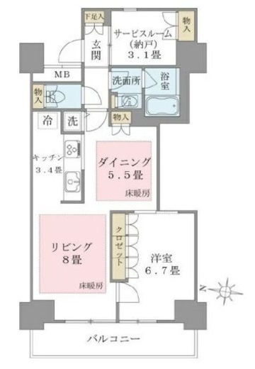 ブリリアイスト東雲キャナルコート　1205号室　間取り