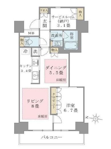 ブリリアイスト東雲キャナルコート　1305号室　間取り