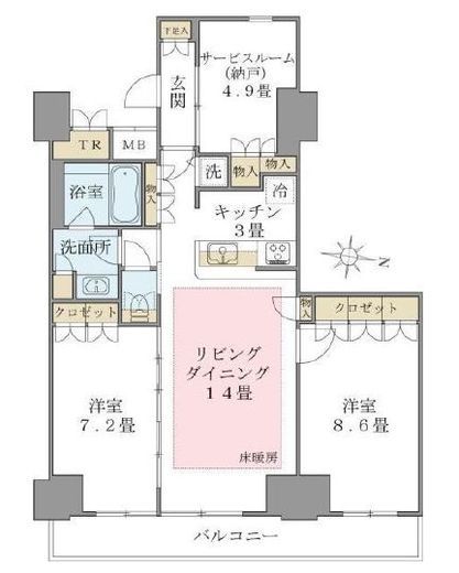 ブリリアイスト東雲キャナルコート　329号室　間取り
