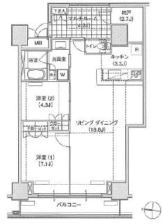 ブリリアイスト東雲キャナルコート　403号室　間取り
